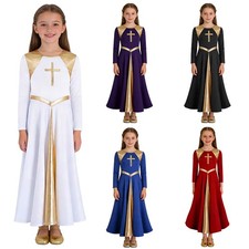 Girls Praise Lyrical Dress Liturgical Worship Loose Fit Church Robe Dancewear