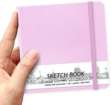 5x5 Hardcover PU Leather Sketchbook Beige Paper