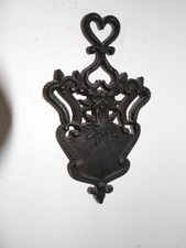Vintage Sad Iron Trivet Cast Iron Black w/ Star and Scrolls Design