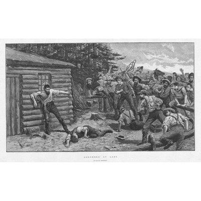 STANLEY BERKELEY Cornered at Last Old West Lynch Mob - Antique Print 1892