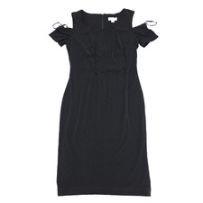 Calvin Klein Sheath Dress Womens Size 4 Black Stretch Cold Shoulder Short Sleeve