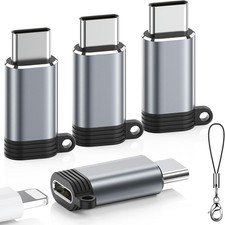 USB-C to Lightning Adapter 4 Pack MFi Certified iPhone iPad AirPods
