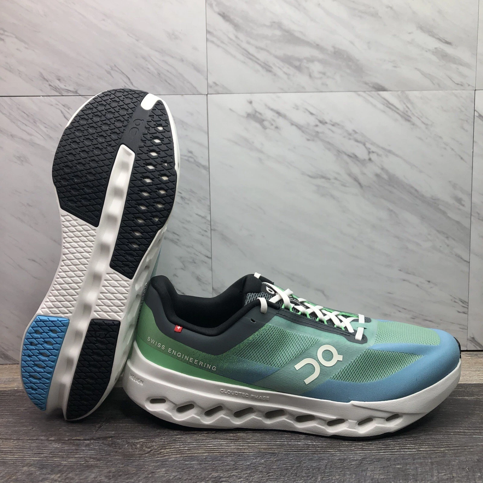 On Cloud Cloudsurfer Next Running Shoes Men's Size 12 Ivory Honeydew Green