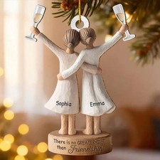 Custom Besties Wood Ornament, There's No Greater Gift Than Friendship,