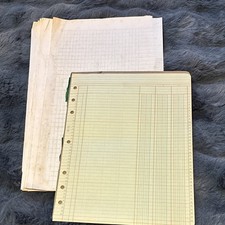 Lot of Vnt Accounting Ledger  Graph Paper Sheets Junk Journal Ephemera Craft