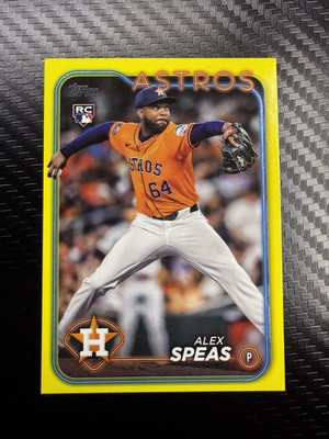 Alex Speas Yellow Rookie RC 2024 Topps Update Series Card #US222 Houston Astros