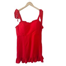 Cider Tie Sleeve Ruffle Hem Dress Size 1XL Red