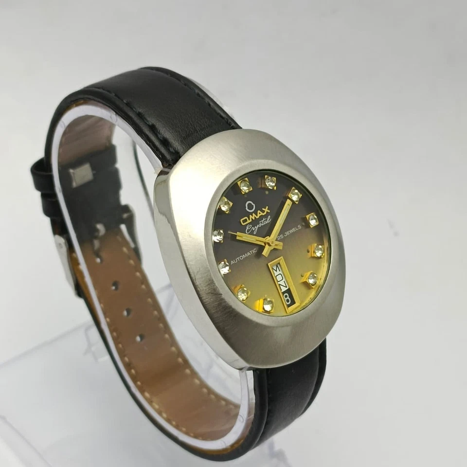 Omax 水晶自动表 35202 天/日期复古男士腕表 — 第 2/4 张图片