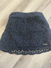 Abercrombie Fitch Navy Blue Floral Lace Mini Skirt Size XS Cotton