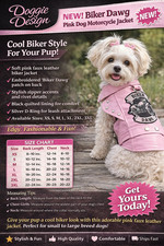 Doggie Design Dog Motorcycle Jacket Biker Dawg Pink Sizes - XS-3XL NEW