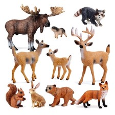 10pcs Forest Animals Figures, Woodland Creatures Figurines, Miniature Toys Ca...