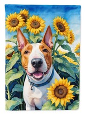 Caroline's Treasures English Bull Terrier in Sunflowers House Flag DAC6070CHF