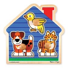Melissa  Doug Pets Jumbo Peg Wooden Puzzle; Animal Puzzles, Peg Puzzles for Tod