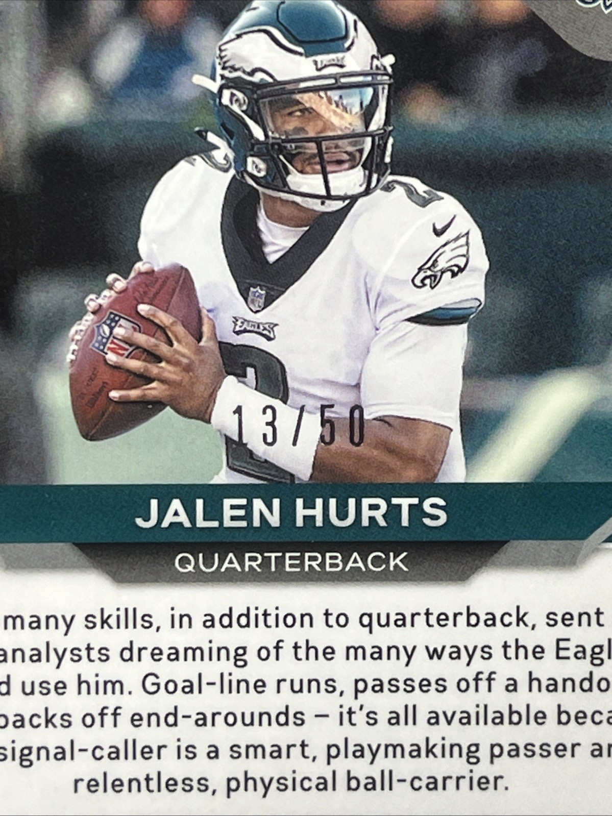 2020 Panini Prizm Rookie No Huddle Red Prizm /50 Jalen Hurts #343 Rookie RC PSA view 3
