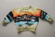 MOLO Kids Long Sleeve Miksi Pullover Sweatshirt Volcano Dinos Cotton Size 3 Yrs