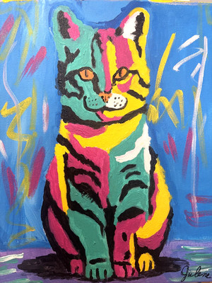 Max the Cat: Original Acrylic Pet Painting 11x14 Canvas