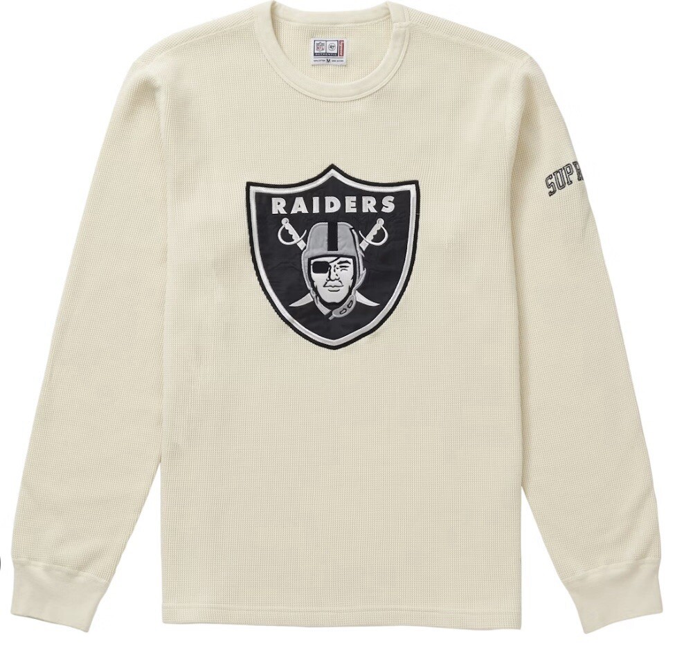 SUPREME X RAIDERS NFL '47 Brand Natural Thermal Shirt XL SS19