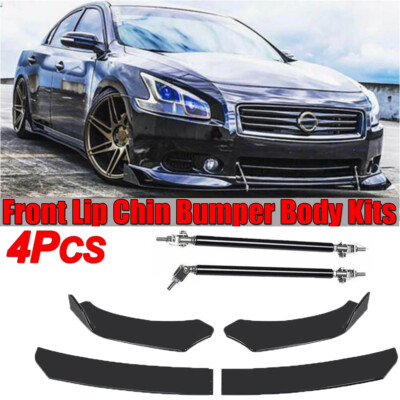 Car Front Bumper Lip Spoiler Splitter Body Kits + Strut Rod For Nissan Maxima