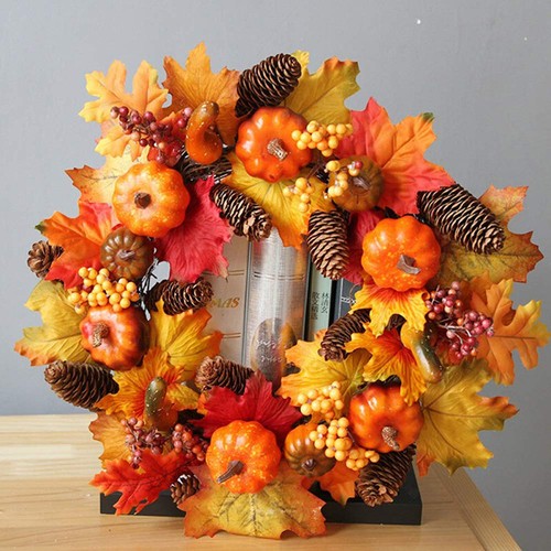 Corona de otoño Puerta de Halloween Decoración de otoño Corona de calabaza grande Corona de Acción de Gracias - Imagen 10 de 20