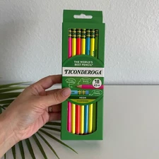 Ticonderoga Wood-Cased Pencils, Pre-Sharpened, 2 HB Soft, Neon Colors, 18 Count