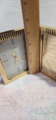 SEIKO クオーツ 世界時計 ゴールド 置時計 動作品 セイコー QZ394G Vintage Seiko Quartz GoldTone Desk/Table Clock w/Picture Frame