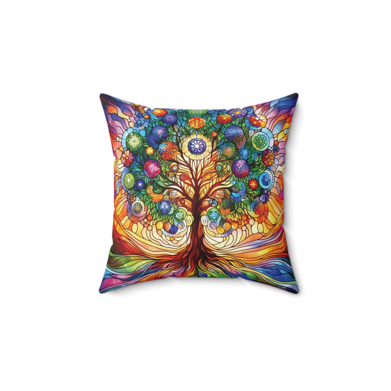 Multicolor Tree of Life Square Cushion Pillow