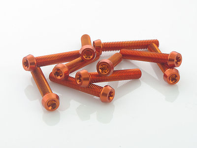 10 Stück Aluminium Schrauben 7075er M6x30 mit T25 Torx - Aluschrauben orange