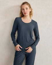 NWT Haven Well Within Wide Ribbed Modal Long Sleeve Top In Midnight, Size Med