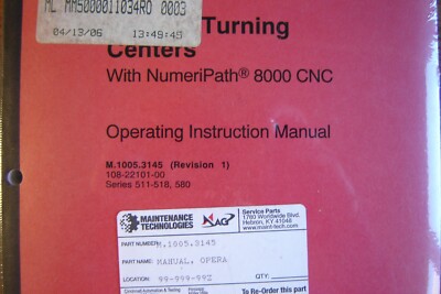 Giddings & Lewis Vertical Turning Centers w/ NumeriPath 8000 CNC Operating Instr