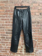 Vintage Brooks Brothers Women  s Black Leather Pants, Sz 4