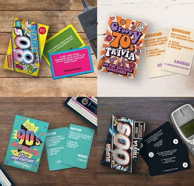 Trivia Quiz Cards Games Decades Retro 70s 80s 90s 00s Family Dinner Party Ebay