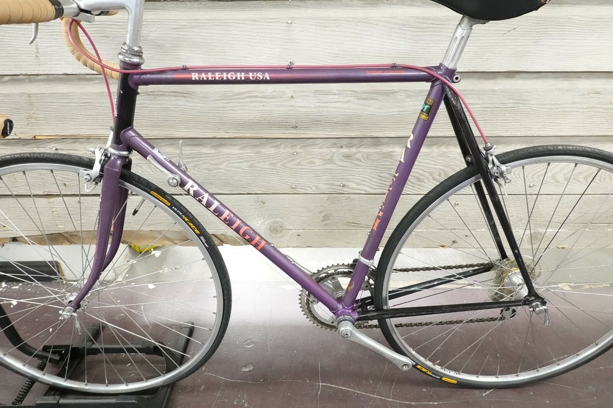 Cadre De Vélo De Route Vintage Raleigh Competition - Taille 54 Cm - Reynolds 531 - Couleur Violet - Angleterre - Cadre Et Fourche