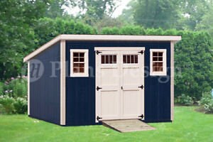 Shed Plans, 10' x 14' Deluxe Modern Roof Style #D1014M 