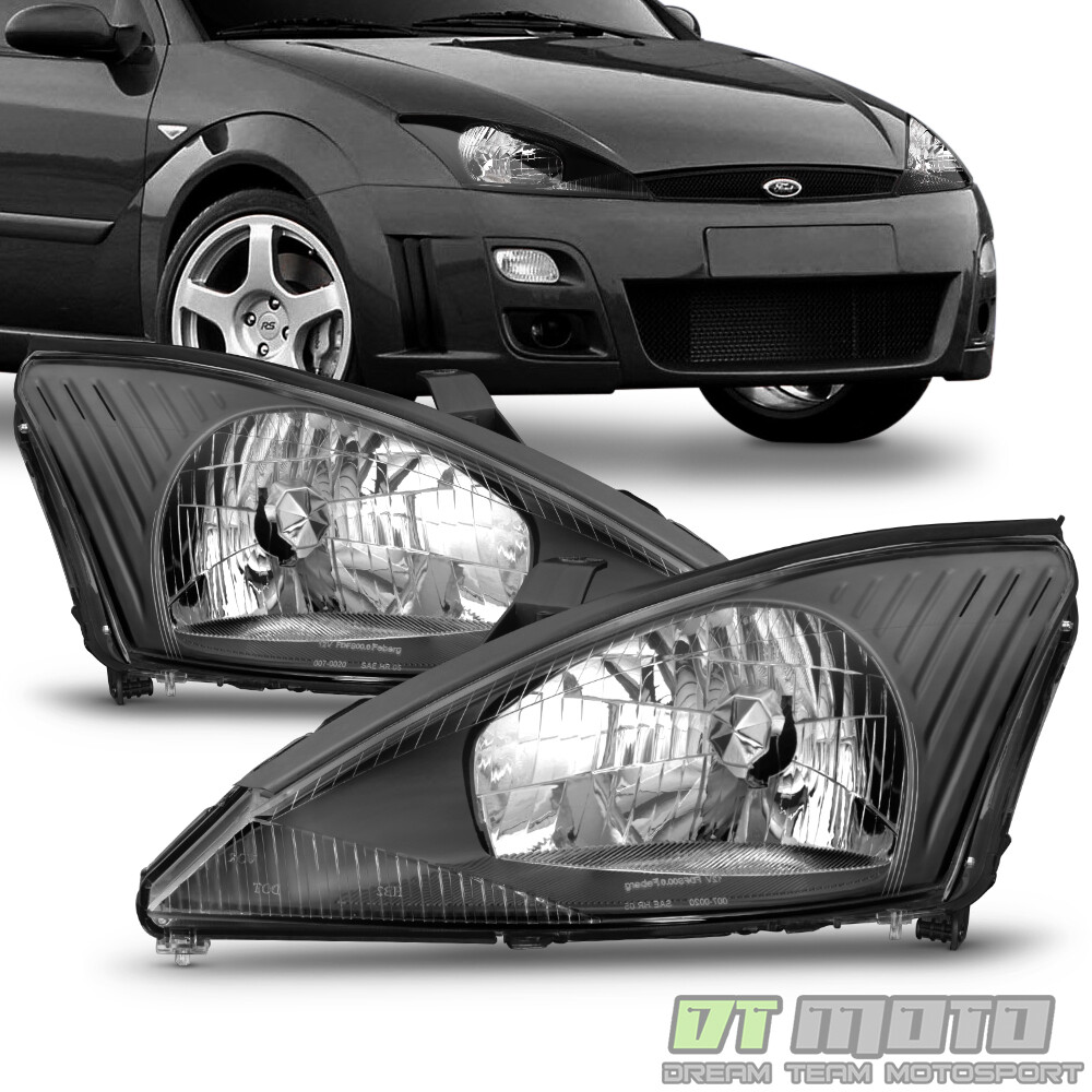 Black 2000 2001 2002 2003 2004 Ford Focus Headlights Headlamps 00