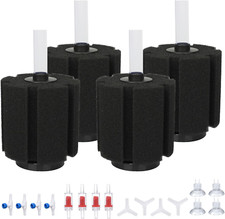4Pcs Large Aquarium Sponge Filter with Suction Cups, Check Valves for Breeding F
