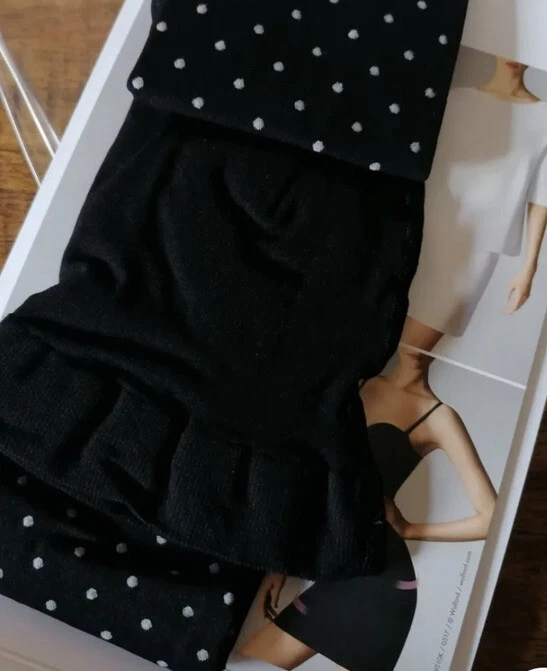 Nuevas Medias XS Wolford Beatrice 4/6 Extra Pequeñas Negro Blanco Lunares Foto 4 de 4
