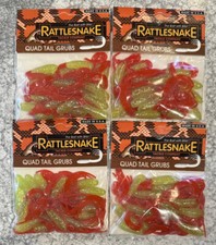 4 Packs Rattlesnake Quad Tail Grubs Crappie Bream Trout Ice Fishing Ultralight