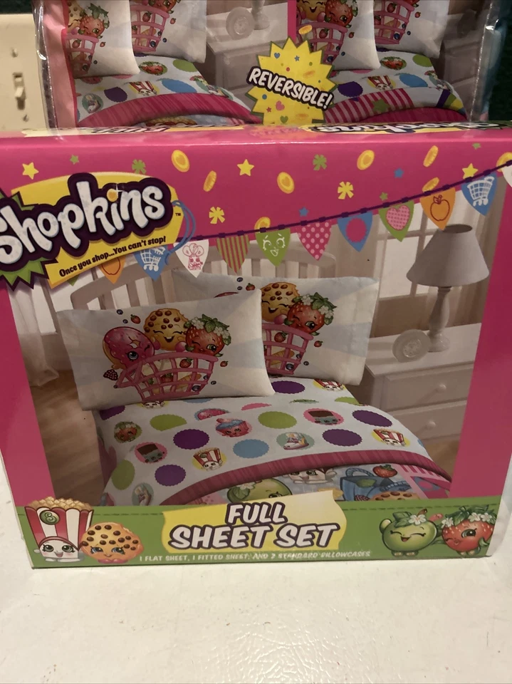 NUEVO Shopkins Twin|Edredón reversible completo + Juego de sábanas dobles de 3 piezas ropa de cama para niñas Foto 2 de 4