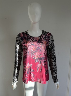 Gerry Weber women long sleeve shirt top blouse size US 8 Leopard Floral Print