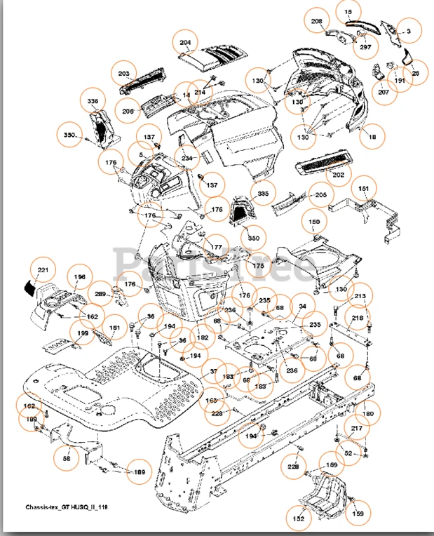 Chassis Parts From Husqvarna LGT 2654 Lawn Tractor