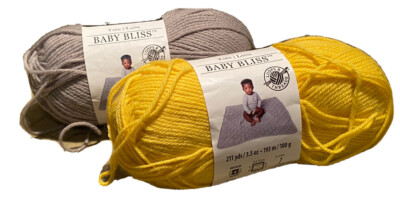 Loops & Threads Baby Bliss Pitter-Patter Gray & Sunshine Yellow Yarn Lot of 2