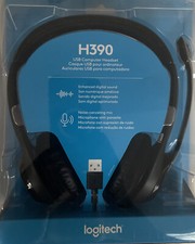 NIB Logitech H390 Over-Head Com USB Headset w/ Noise-Canceling Microphone RV