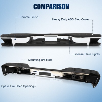 Chrome Rear Bumper With Side Pads For 1999-2006 Chevy Silverado / GMC Sierra 1500 13 thumbnail image