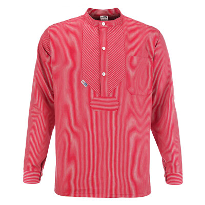 Fisherman shirt BasicLine Finkenwerder style with white stripes red/white