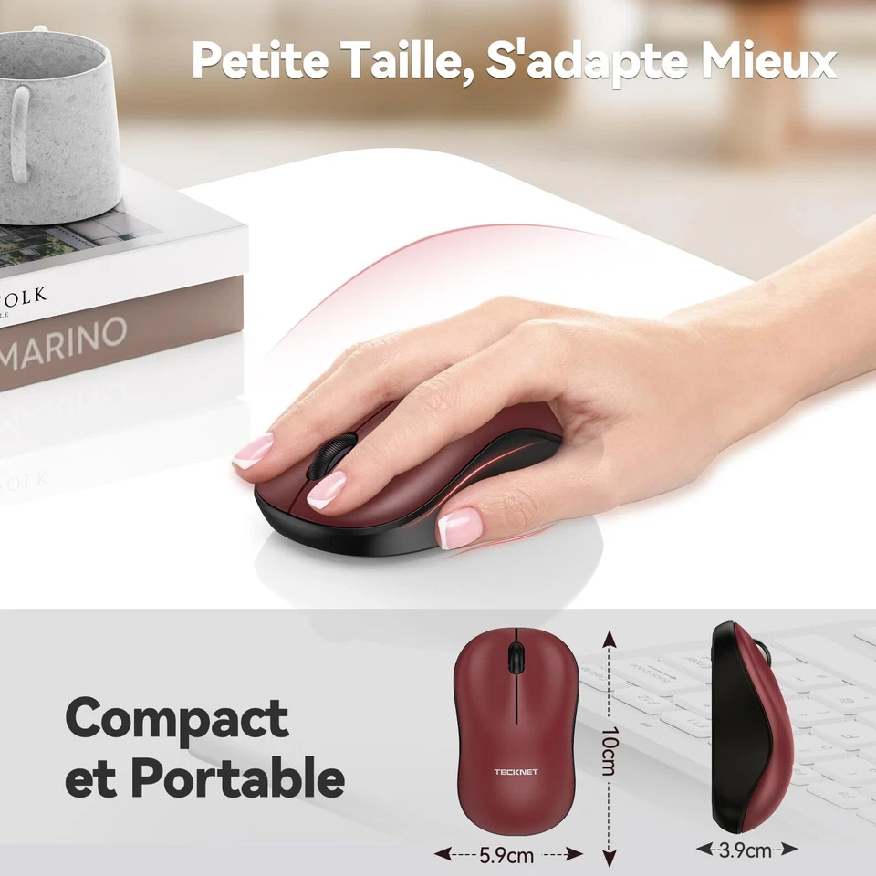 Souris sans Fil 3200 DPI Souris sans Fil Silencieuse 2.4G avec Récepteur USBL... - Photo 3/4