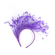 PURPLE FEATHER FASCINATOR/CROWN/TIARA ON SATIN HEADBAND, SPRING RACES,WEDDING