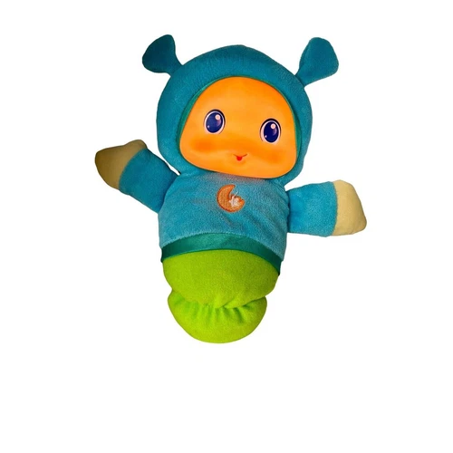 Hasbro Playskool Glo Worm Lullaby 2011 Glow Worm 10" Blue Plush Light Up Works