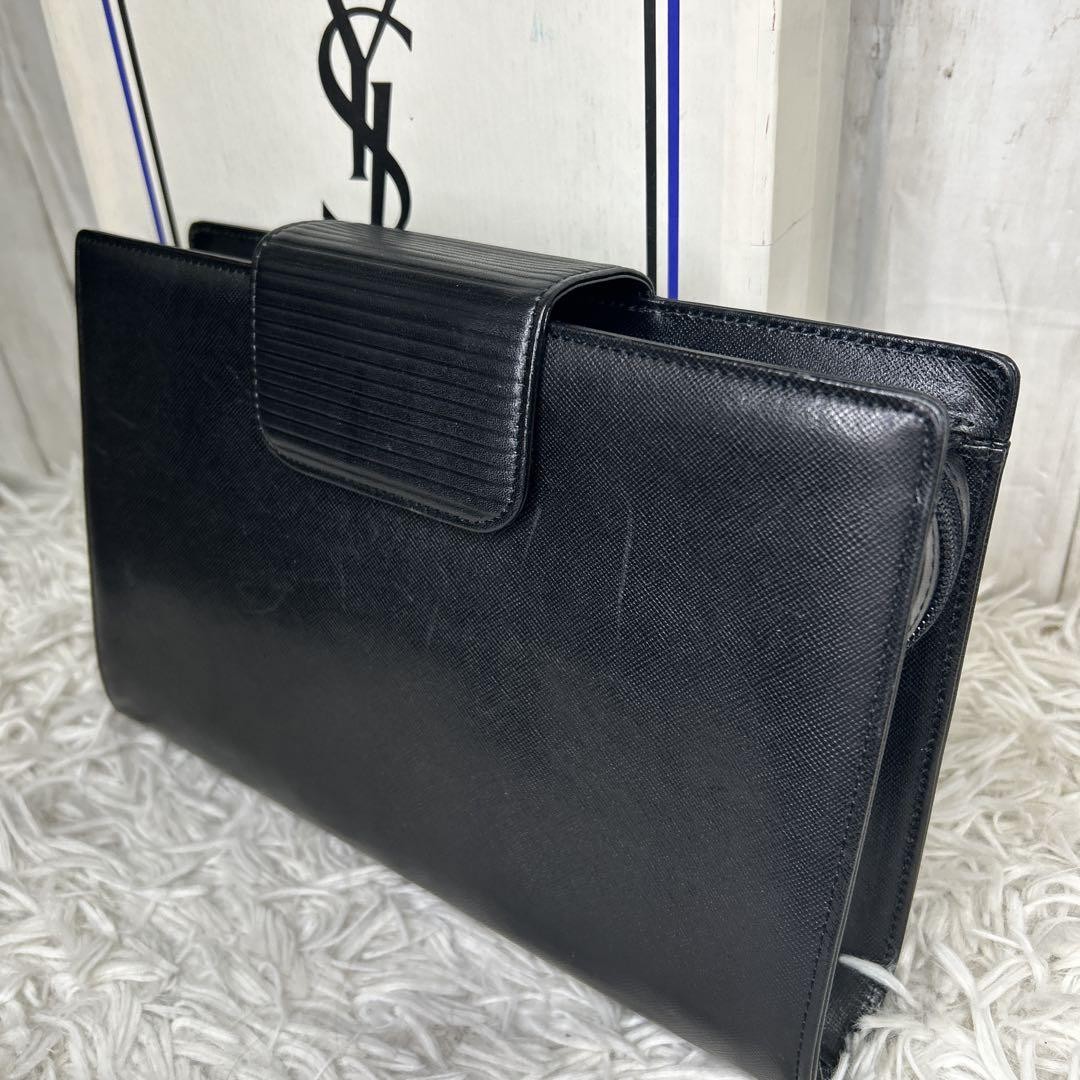 Borsa pochette Yves Saint Laurent in pelle nera autentica
