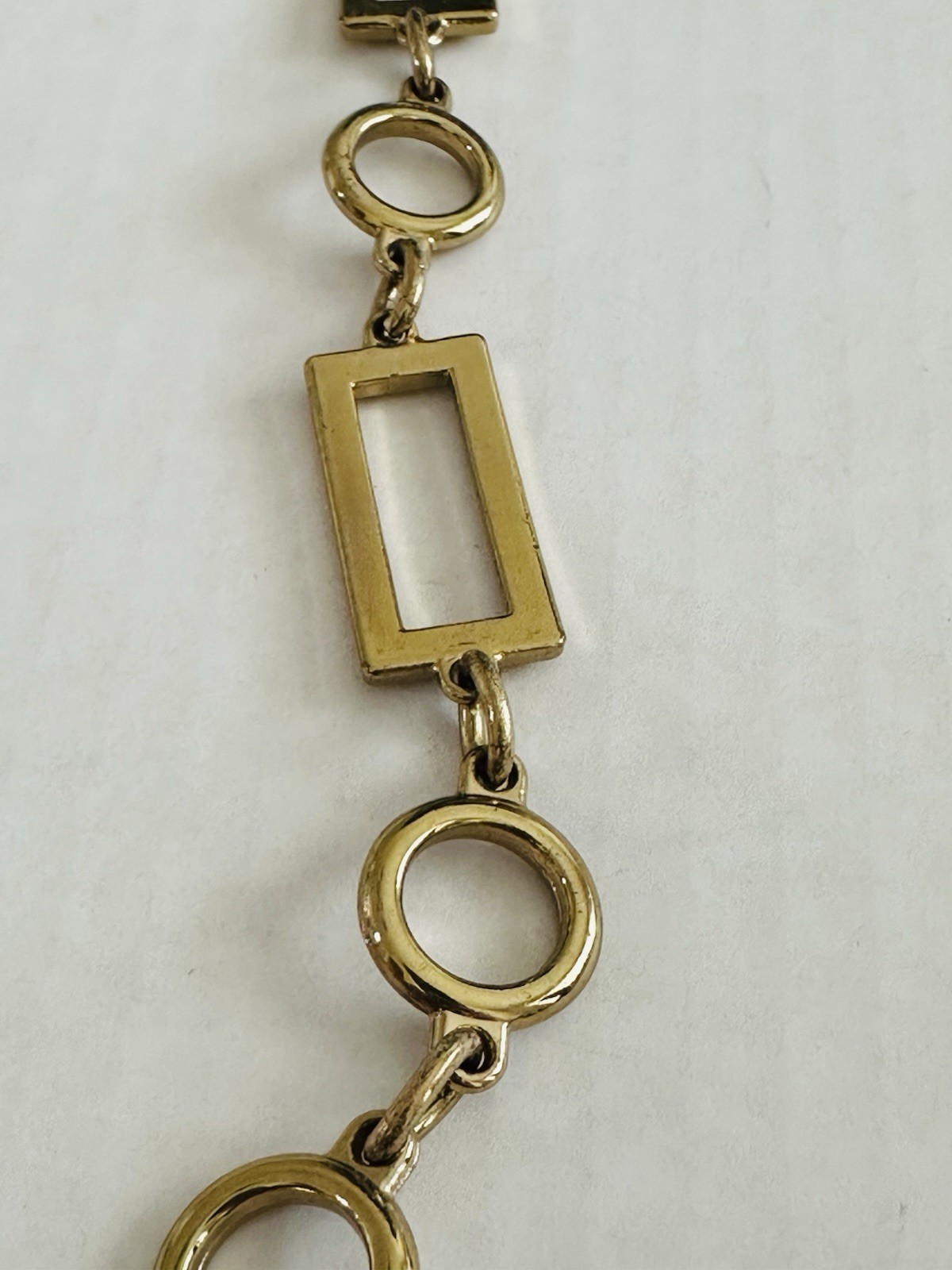 Gold Circle & Rectangular Metal Link Adjustable B… - image 3