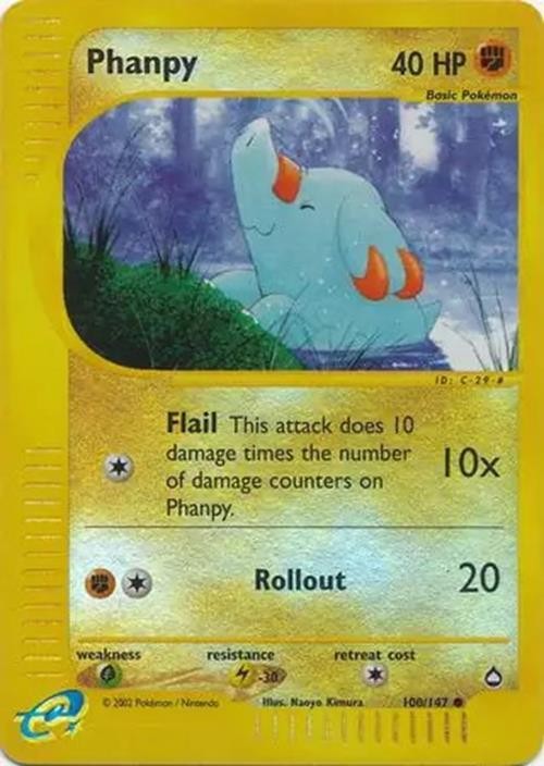 Phanpy - 100/147 - Pokemon Aquapolis Reverse Holo Rare Card NM